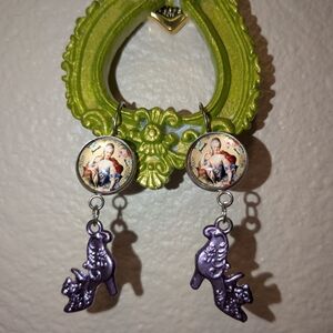 Marie Antoinette Earrings with Purple Shoe Charms